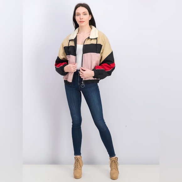 Bershka Zip Up Lined Retro Windbreaker - Picture 4 of 8